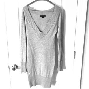 EXPRESS Gray Sweater Dress with Deep V neck